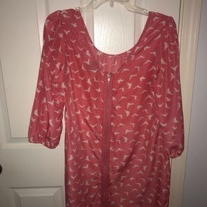coral bird dress